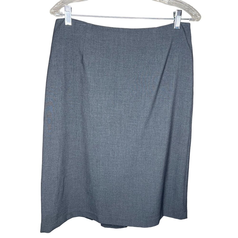 CROFT & BARROW Women's Pencil Skirt Size 10 Grey Charcoal Solid Slit Zip Front/B